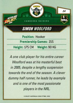 2006 Select Accolade #24 Simon Woolford Back